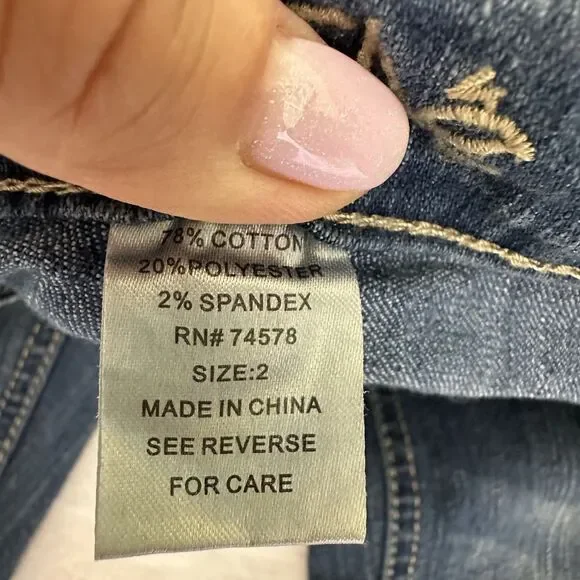Cache Bootcut Jeans Women’s Blue Denim Stretch Rhinestones Embroidered Sz 2 - Picture 9 of 16